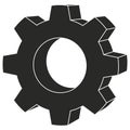 Gear or cogwheel in 3D on isolated white background. Royalty Free Stock Photo