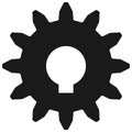 Gear or cogwheel with notch Symbol on isolated white background. Royalty Free Stock Photo