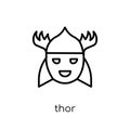 Thor icon. Trendy modern flat linear vector Thor icon on white b