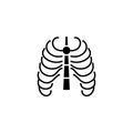 Thoracic cage black icon concept. Thoracic cage flat vector symbol, sign, illustration.
