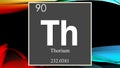 Thorium chemical element symbol on dark colored abstract background