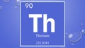 Thorium chemical element symbol on blue bubble background