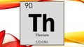 Thorium chemical element symbol on wide colored background