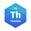 Thorium chemical element tile. Atomic number ninety. Th sign Vector icon. Turquoise blue gradient hexagon. Royalty Free Stock Photo