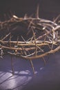 Thorn wreath as a symbol of death and resurrection of Jesus Christ. Retro styled