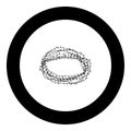 Thorn wreath or barbed wire icon black color in round circle