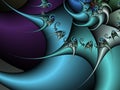 Thorns blue fractal, cosmic shapes, futuristic surreal galaxy fractal, lights, abstract background, graphics Royalty Free Stock Photo