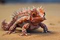 thorny devil lizard camouflaged in the sand Royalty Free Stock Photo