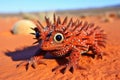 a thorny devil lizard on red desert sand Royalty Free Stock Photo