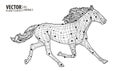 A thoroughbred sport trotter. The horse is trotting. Equestrian sport. Vector illustration