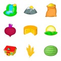 Thorp icons set, cartoon style Royalty Free Stock Photo