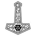 Thors hammer - Mjolnir and the Scandinavian ornament Royalty Free Stock Photo