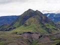 Thorsmork national park in iceland - green mountain with steep