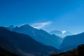 Thorung Phedi - High Himalayan peaks hidding behind fog Royalty Free Stock Photo