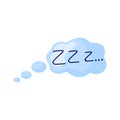 Thought-balloon sleep on white background. Comic speech bubble isolated sticker vector in style Royalty Free Stock Photo