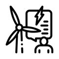 Thought about benefits of wind energy icon vector outline illustration