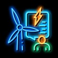 thought about benefits of wind energy neon glow icon illustration