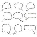 Thought cloud set white illustrations Royalty Free Stock Photo