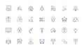 Thought development line icons collection. Ideation, Conceptualization, Rationalization, Analysis, Synthesis, Insight