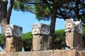 Decorative marble masks, Ostia Antica, Italy
