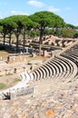 Ruins of Amfitheatre and Fire Brigade, Ostia Antica, Italy Royalty Free Stock Photo