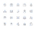 Thought process line icons collection. Contemplation, Reflection, Cognition, Analysis, Insight, Rationality Royalty Free Stock Photo