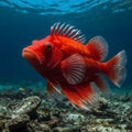 Perilous Waters: The Red Handfish Confronts Environmental Threats Royalty Free Stock Photo