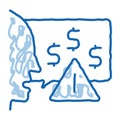 thought story man about monetary warnings doodle icon hand drawn illustration