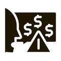 thought story man about monetary warnings icon Vector Glyph Illustration