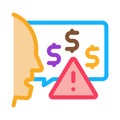 Thought story man about monetary warnings icon vector outline illustration