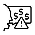 Thought story man about monetary warnings icon vector outline illustration