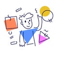 Thoughtful abstract character solves problem