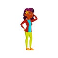 thoughtful african girl remind story cartoon vector