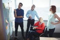 Thoughtful business entrepreneurs looking at whiteboard Royalty Free Stock Photo