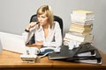 Thoughtful Business Lady at Desk