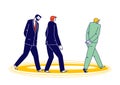 Thoughtful Business Men Walking in Circles. Stupidity, Problem Solving, Everyday Routine Concept. Male Character Impasse