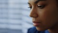 Thoughtful business woman face closeup. Serious professional thinking problem Royalty Free Stock Photo