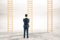 Thoughtful businessman career ladders