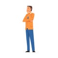 Thoughtful Businessman Character, Office Worker Employee Cartoon Vector Illustration