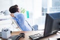 Thoughtful businessman at office desk Royalty Free Stock Photo