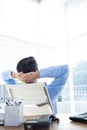 Thoughtful businessman at office desk Royalty Free Stock Photo