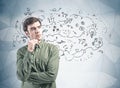 Thoughtful casual man and his business plan Royalty Free Stock Photo