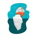 Thoughtful character sitting on an iceberg floe