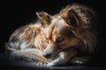 Thoughtful contrasty mixed race dog sunlit Royalty Free Stock Photo