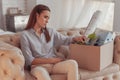 Thoughtful dispirited woman on the sofa Royalty Free Stock Photo