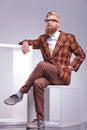 Thoughtful fashion man with long beard Royalty Free Stock Photo