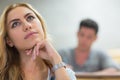 Thoughtful female student during class Royalty Free Stock Photo