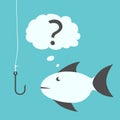 Thoughtful fish and fishhook Royalty Free Stock Photo