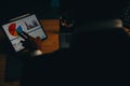 Thoughtful focused successful caucasian male stock investor, broker, financial adviser, sits at work desk, looks at computer, Royalty Free Stock Photo