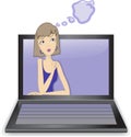 Thoughtful girl in a laptop Royalty Free Stock Photo